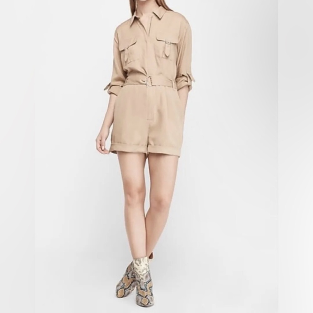 Express Tan Utility Romper